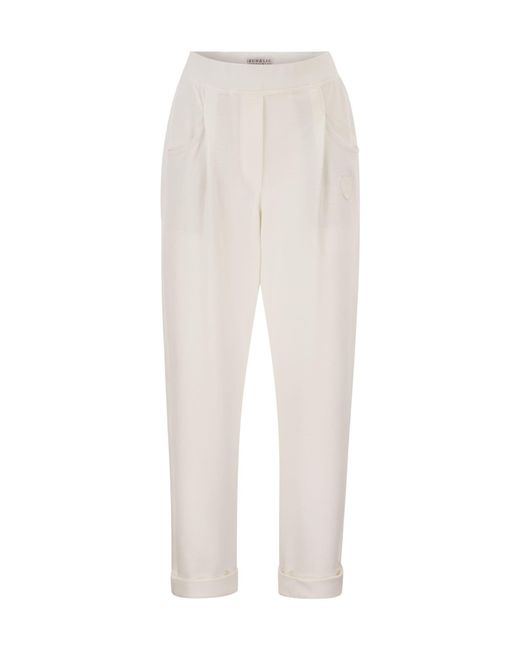 Brunello Cucinelli White Tapered Turn-Up Pants