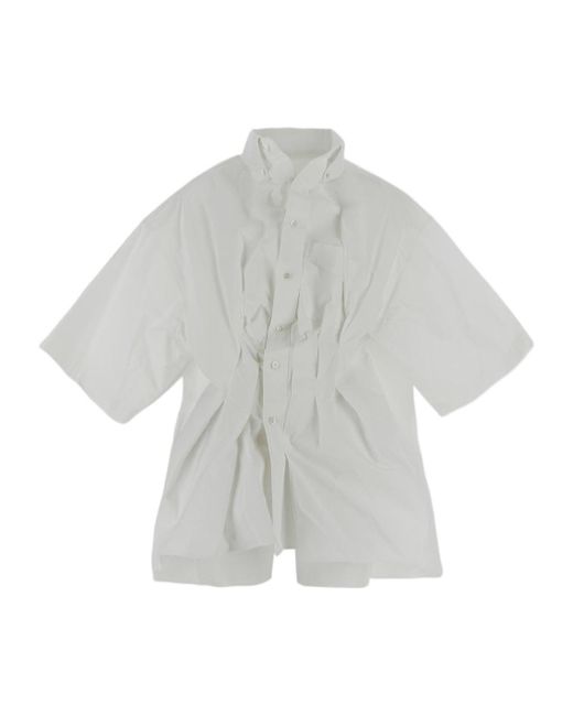 Maison Margiela Gray Runched Collared Short-Sleeve Shirt
