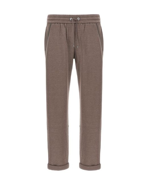 Brunello Cucinelli Gray Drawstring Tapered Sweatpants