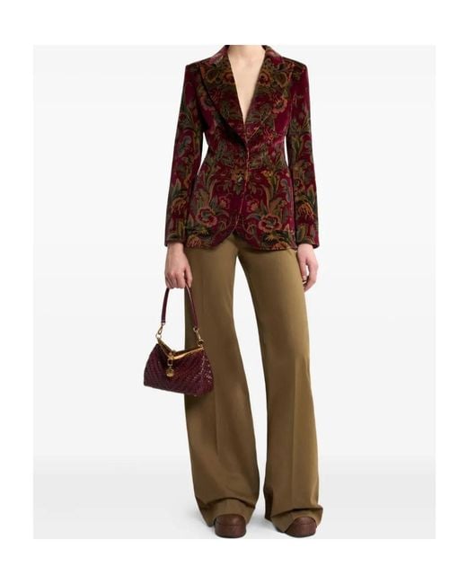 Etro Red Floral Print Velvet Jacket