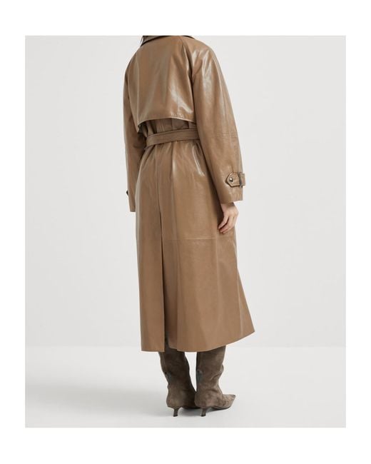 Brunello Cucinelli Natural Leather Trench Coat
