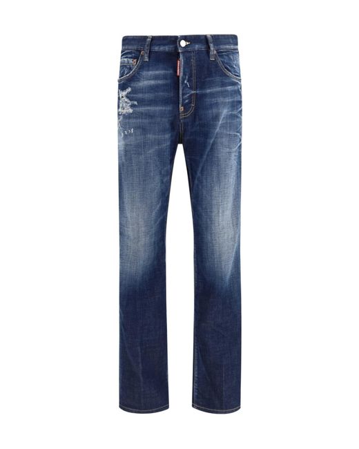 DSquared² Blue 642 Distressed Straight-Leg Jeans for men