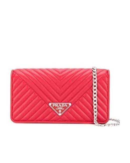 Prada Red Quilted Mini Single Shoulder Woc