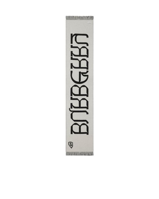 Burberry Black Logo Jacquard Frayed-Edge Scarf for men