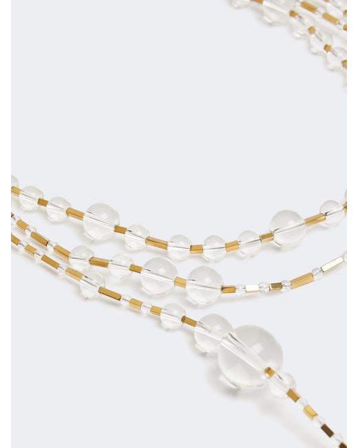 Weekend by Maxmara White Strand Detailed Embellished Necklace