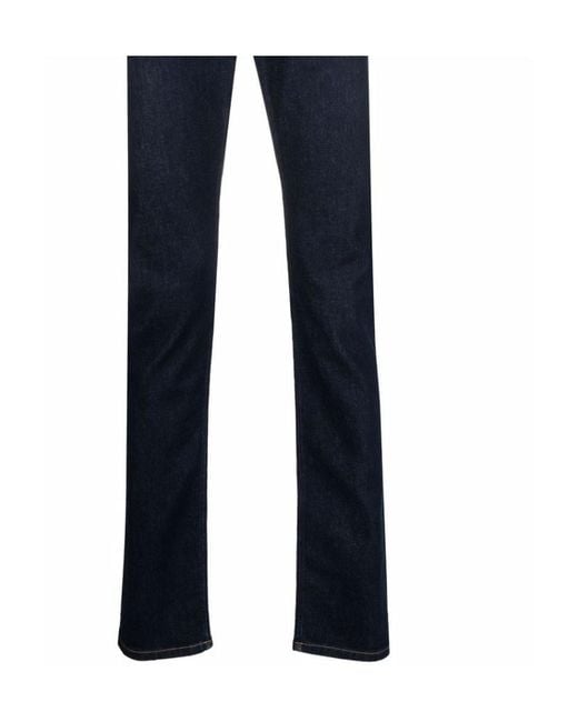 Versace Blue Logo Patch Mid Rise Jeans for men