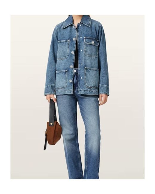 AllSaints Blue Denim Oversized Bex Jacket
