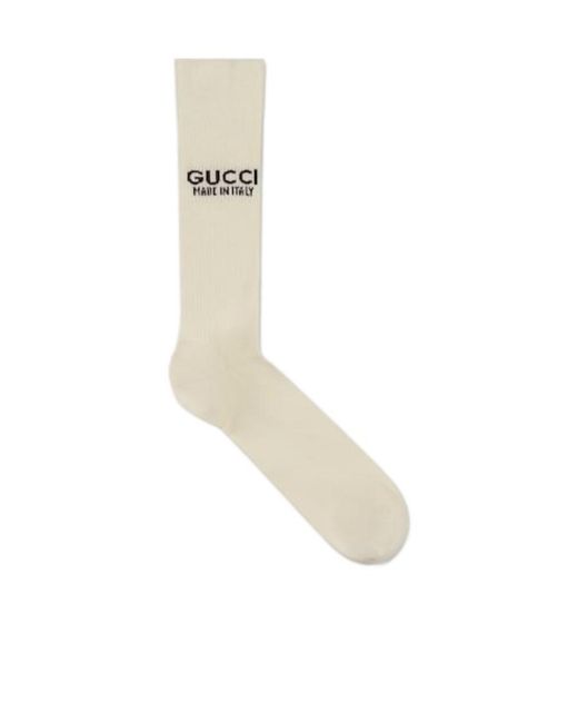Gucci White Jacquard Knit Socks for men