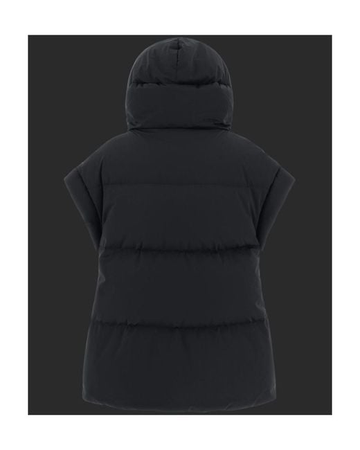 Herno Black Short-Sleeved High-Neck Down Jacket