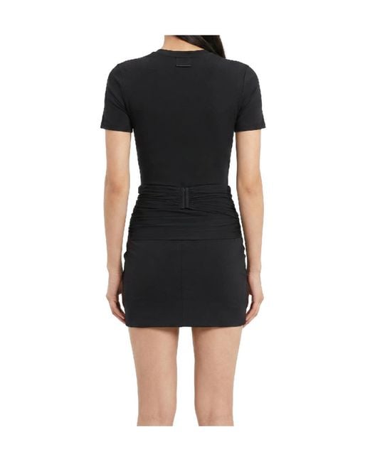 Wardrobe NYC Black Ribbed-Knit Short-Sleeve Bodysuit