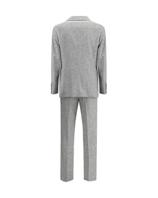 Brunello Cucinelli Gray Wool And Cashmere Buttoned Grisaille Suit for men