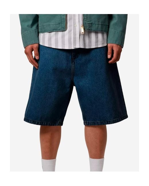 Carhartt Blue Logo Patch Denim Shorts for men