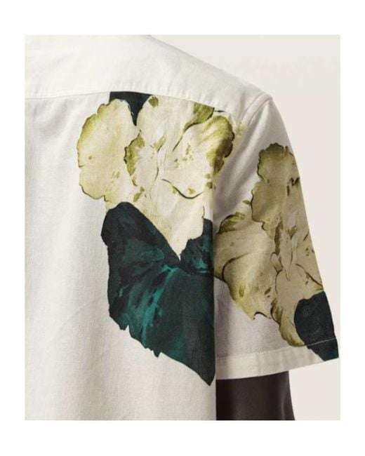 AllSaints White Nouvelle Short Sleeve Linen Blend Shirt for men
