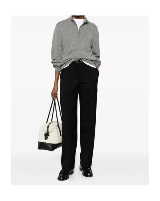 Brunello Cucinelli Black Pressed-Crease Straight-Leg Trousers