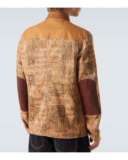 Junya Watanabe Brown Leather-Trimmed Jacquard Jacket for men