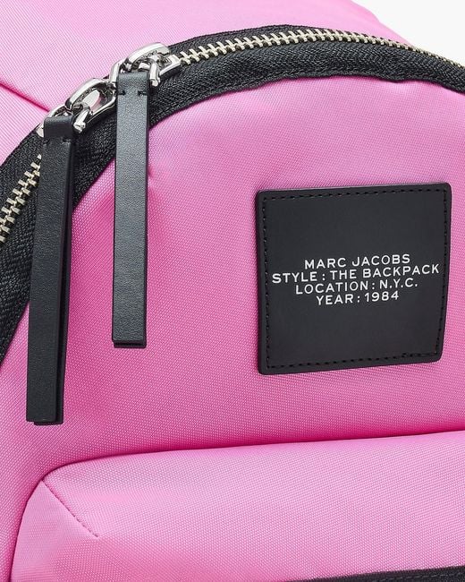 Marc Jacobs Pink The Biker Logo-Patch Zipped Large Backpack