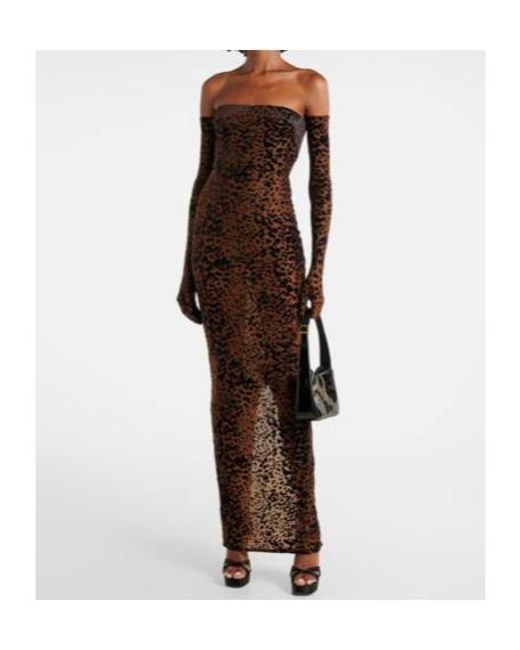 Alex Perry Brown Leopard-Print Corset Gown