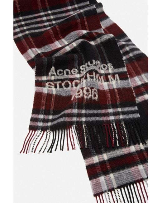 Acne Multicolor Plaid Logo Scarf