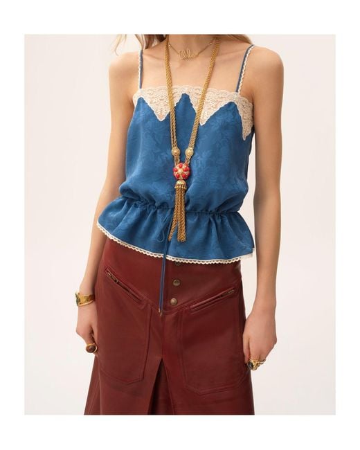 Chloé Blue Drawstring Camisole Top