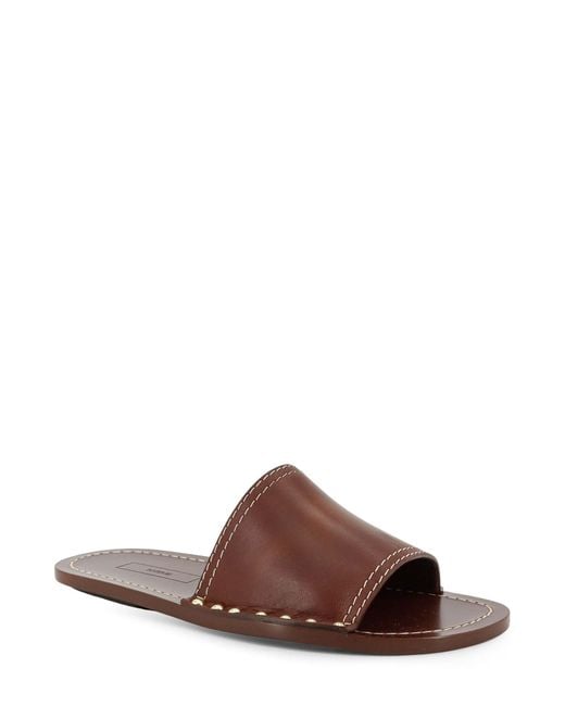Totême  Brown Totême Studded Embellished Open Toe Slides