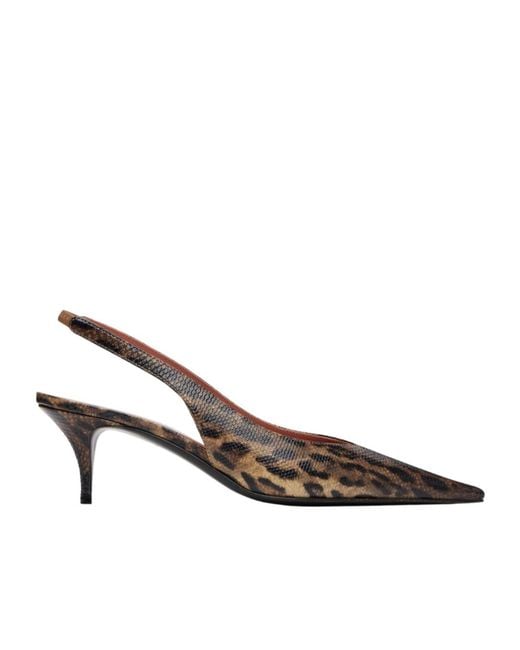 AMINA MUADDI Brown Anok Sling 55 Snakeskin Pointed-Toe Mid-Heel Shoes