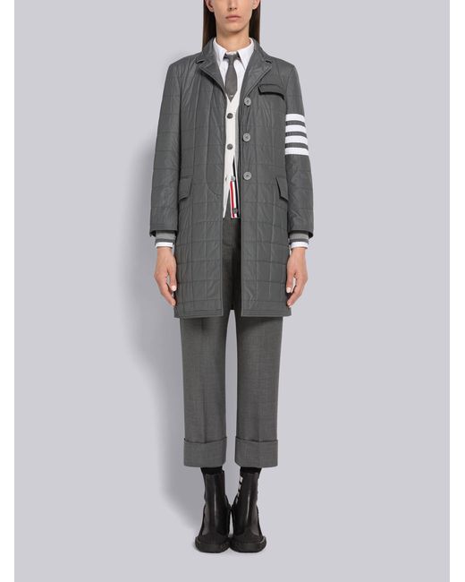 Thom Browne Gray Stripe Detail Down Jacket
