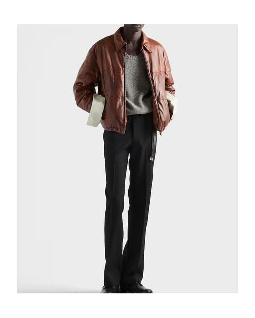 Prada Brown Nappa Leather Jacket for men