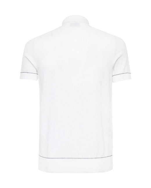 Brioni White Short-Sleeved Polo Shirt for men