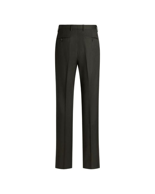 Etro Black Cool Wool Trousers With Crease Detail for men