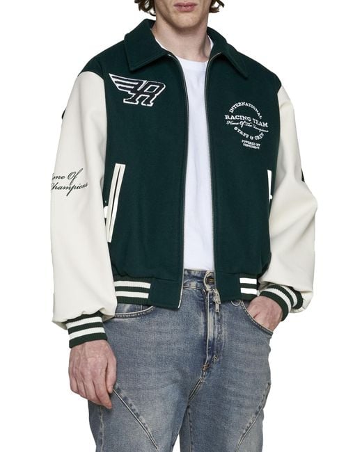 Represent Green Panelled Bomber Jacket for men
