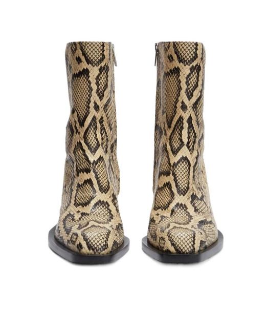 Jil Sander Brown Embossed Ankle Boots