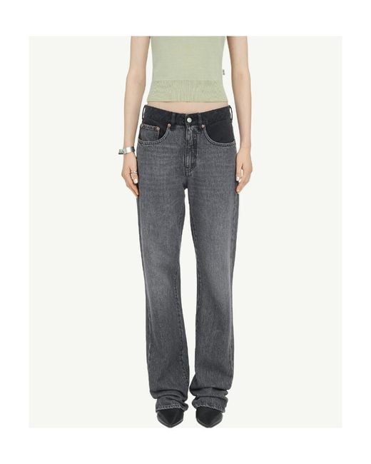 MM6 by Maison Margiela Gray Logo Patch Slim Cut Jeans