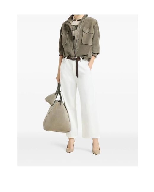 Brunello Cucinelli White Cotton-Linen Gabardine Chinos