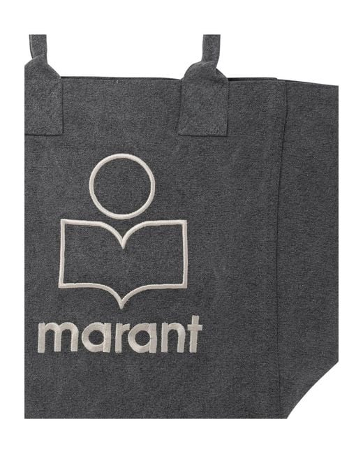 Isabel Marant Black Yenky Logo Embroidered Tote Bag