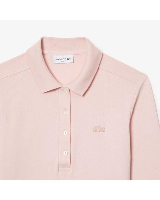 Lacoste Pink Piqué Stretch Polo Top