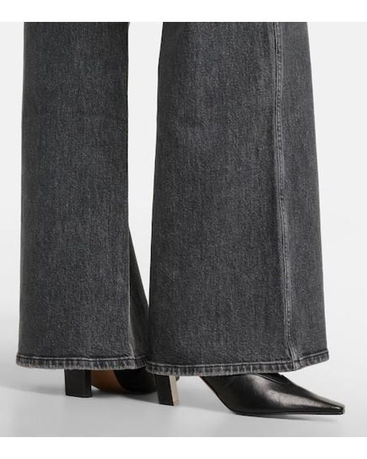 Khaite Black Solid-Color Leather Ankle Boots