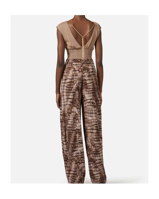 Elisabetta Franchi Brown Crewneck Knit Bodysuit