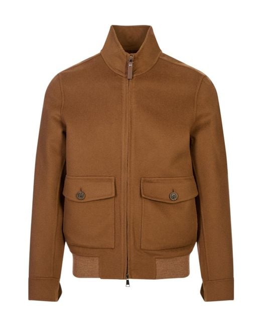 Canali Brown Stand-Up Collar Casual Jacket for men