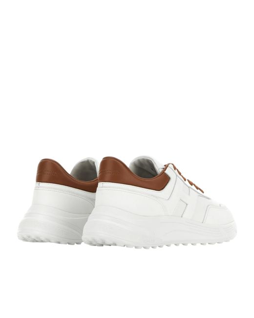 Hogan White Round Toe Low-Top Sneakers for men