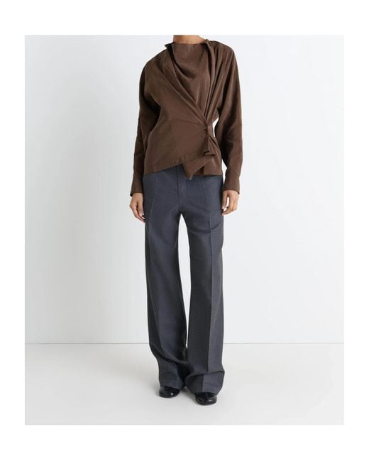 Lemaire Brown Twisted Pleat Blouse