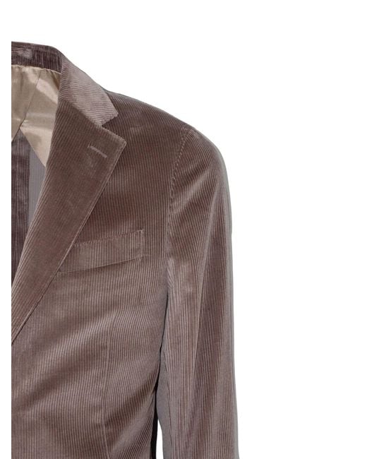 Lardini Brown Corduroy Single-Breasted Blazer for men