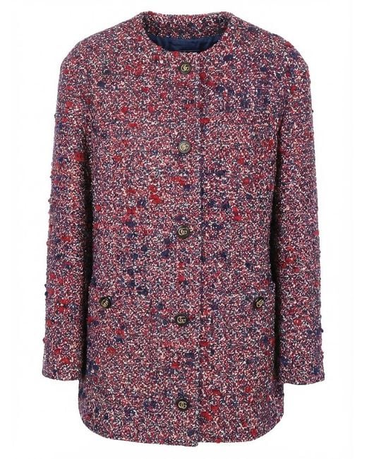 Gucci Purple Wool Boucl Jacket