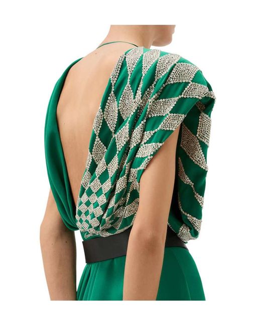 Versace Green Crystal Embellished Draped Dress