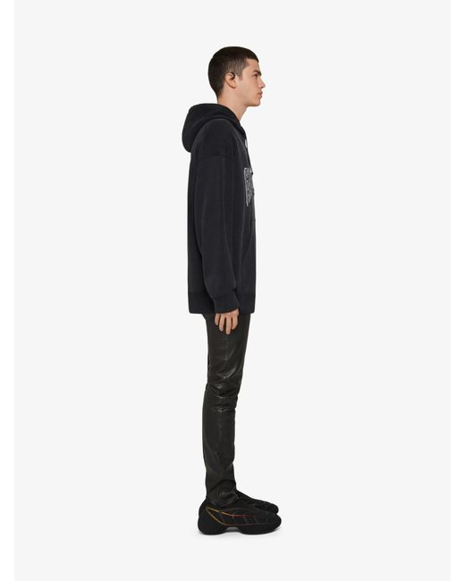Givenchy Blue Logo Print Drawstring Hoodie for men