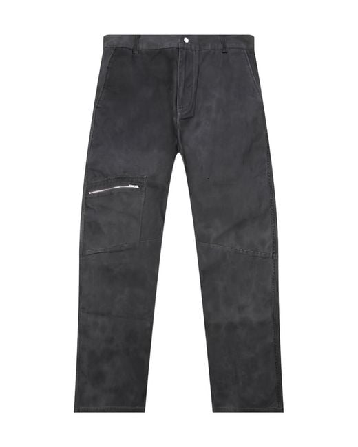 Represent Gray Zip-Detailed Washed Trousers for men