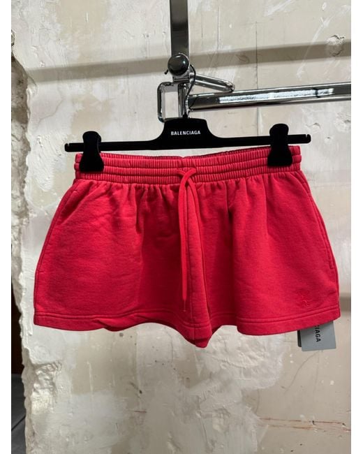 Balenciaga Red Football Shorts Drawstring Mini Skirt