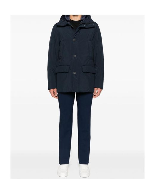 Woolrich Blue Hooded Jacket for men
