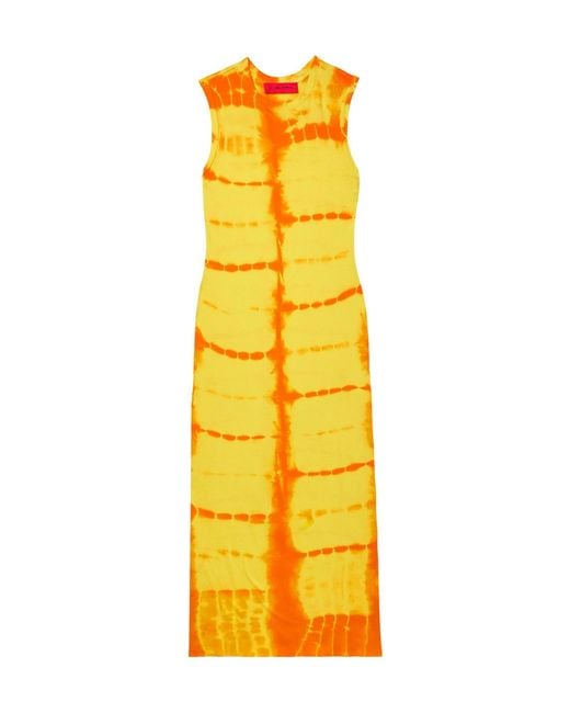 The Elder Statesman Yellow Tie-Dye Midi Dress