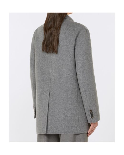 Max Mara Gray Wool And Silk Double-Cloth Blazer