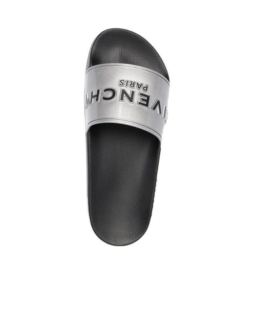 Givenchy Black Metallic-Effect Logo-Detail Slides